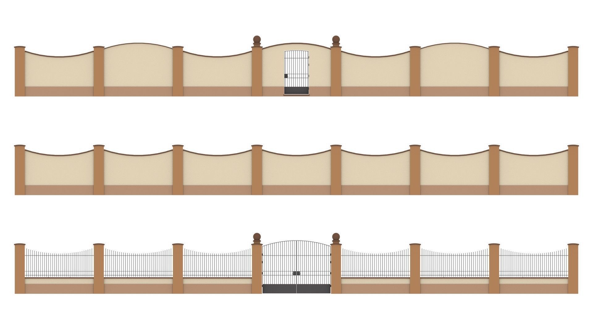 Modular fences building set 3D model_16