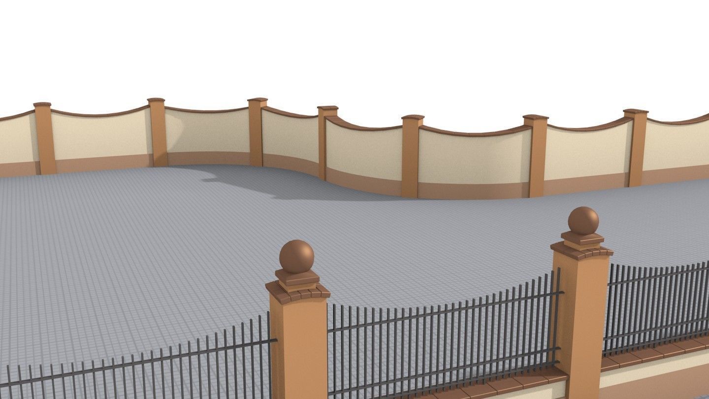 Modular fences building set 3D model_7