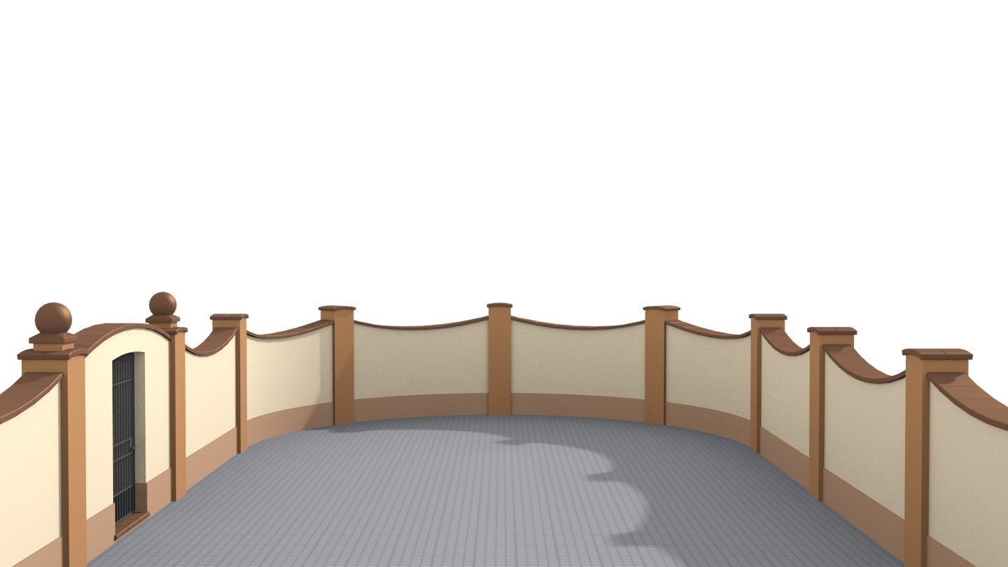 Modular fences building set 3D model_6