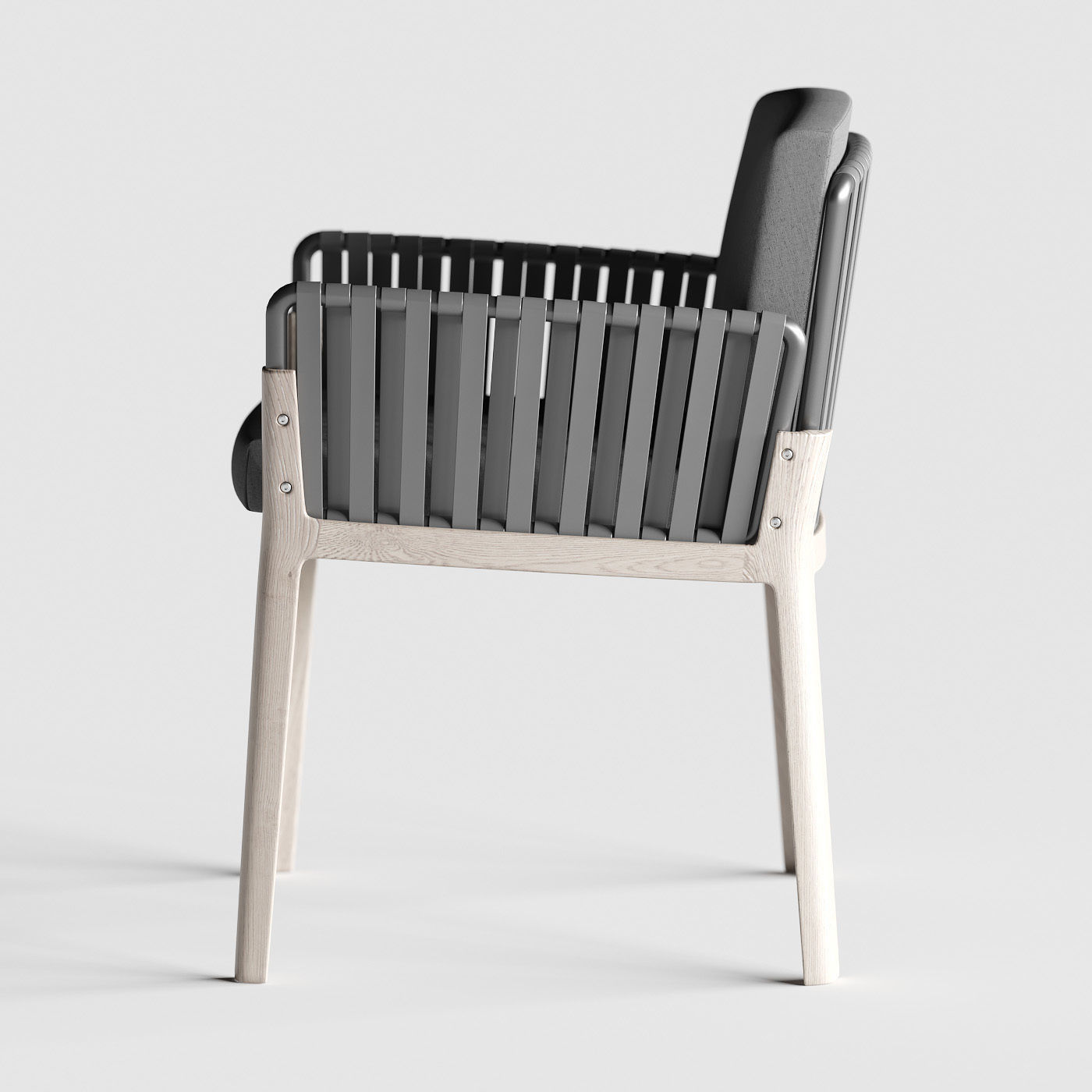 Miami chair welded table and table setting 3D model_8