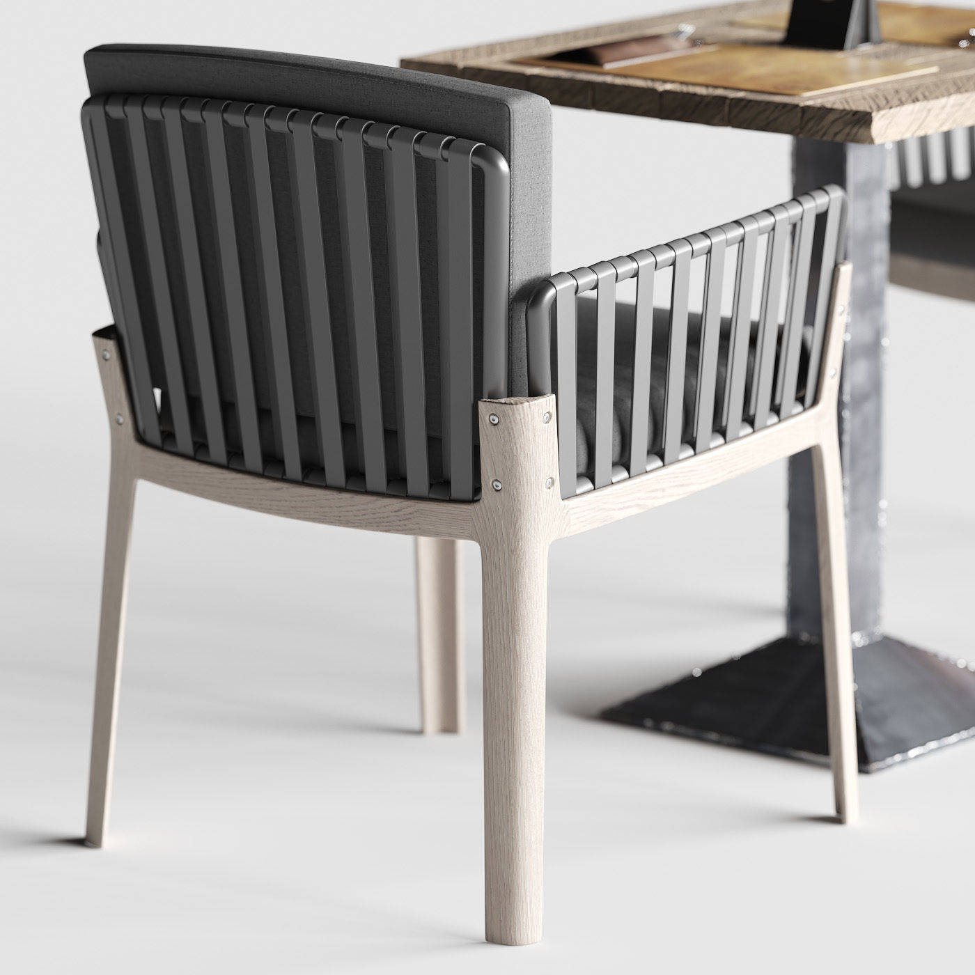 Miami chair welded table and table setting 3D model_2
