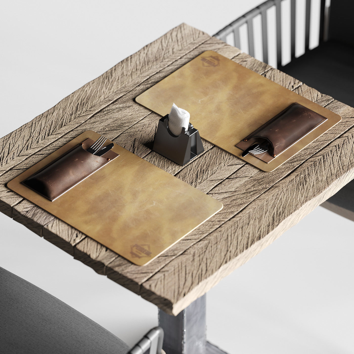 Miami chair welded table and table setting 3D model_5