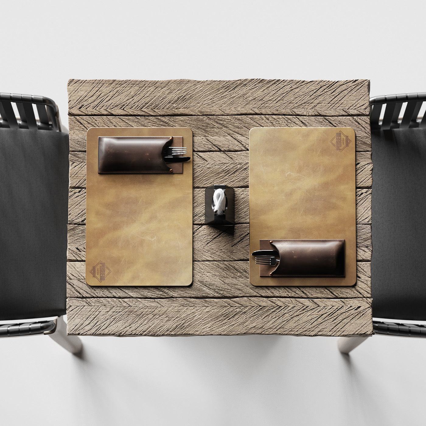 Miami chair welded table and table setting 3D model_6