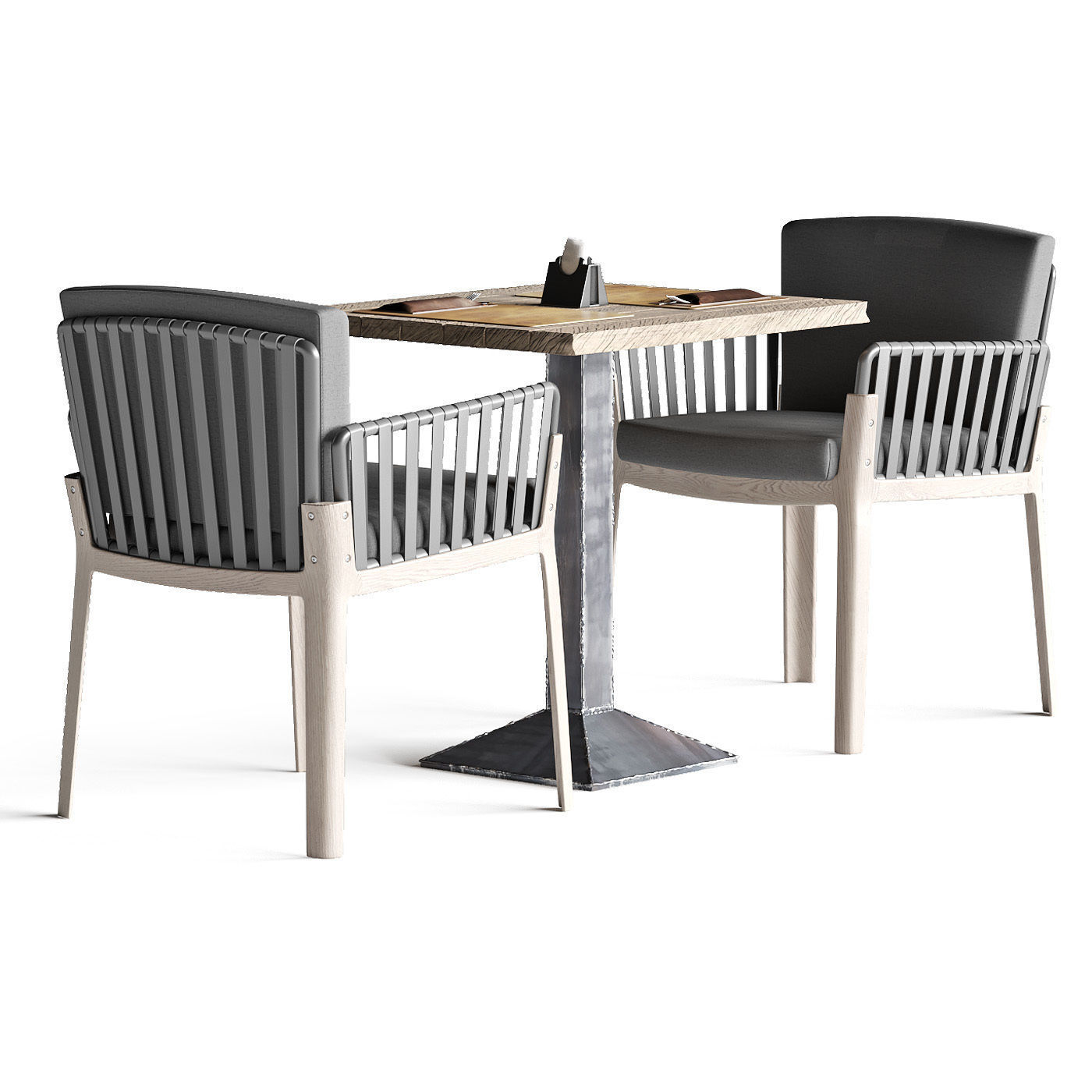 Miami chair welded table and table setting 3D model_1