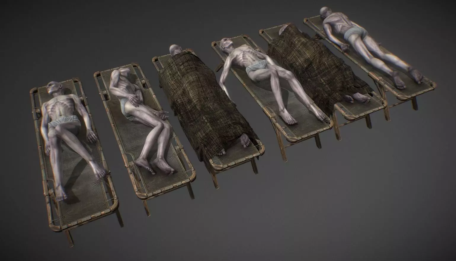Dead bodies Low-poly 3D model_0