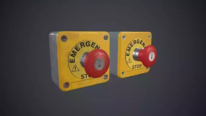 Emergency Button PBR Game Ready Low-poly 3D model