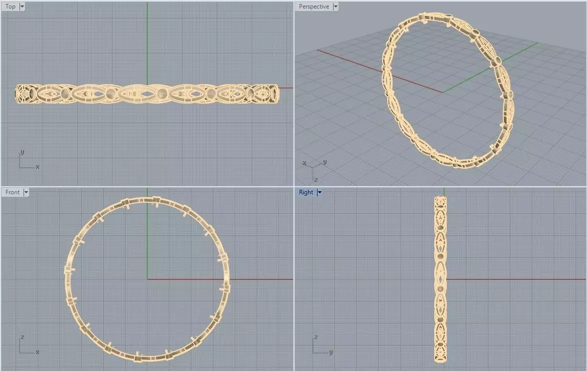 Bracelet ornate gold ring 3D print model_0