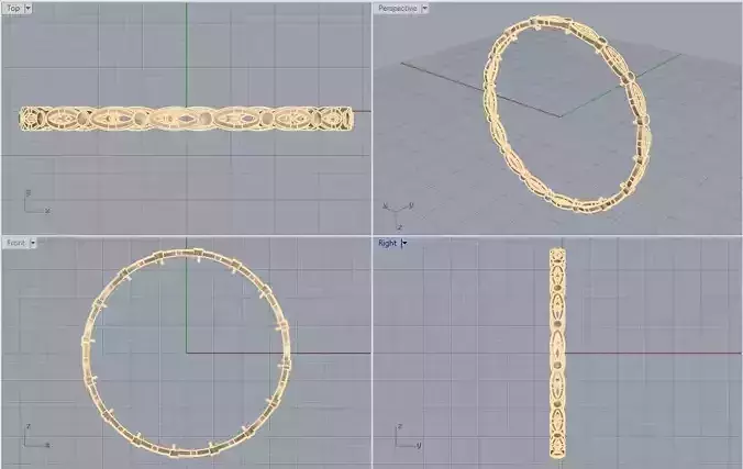 Bracelet ornate gold ring