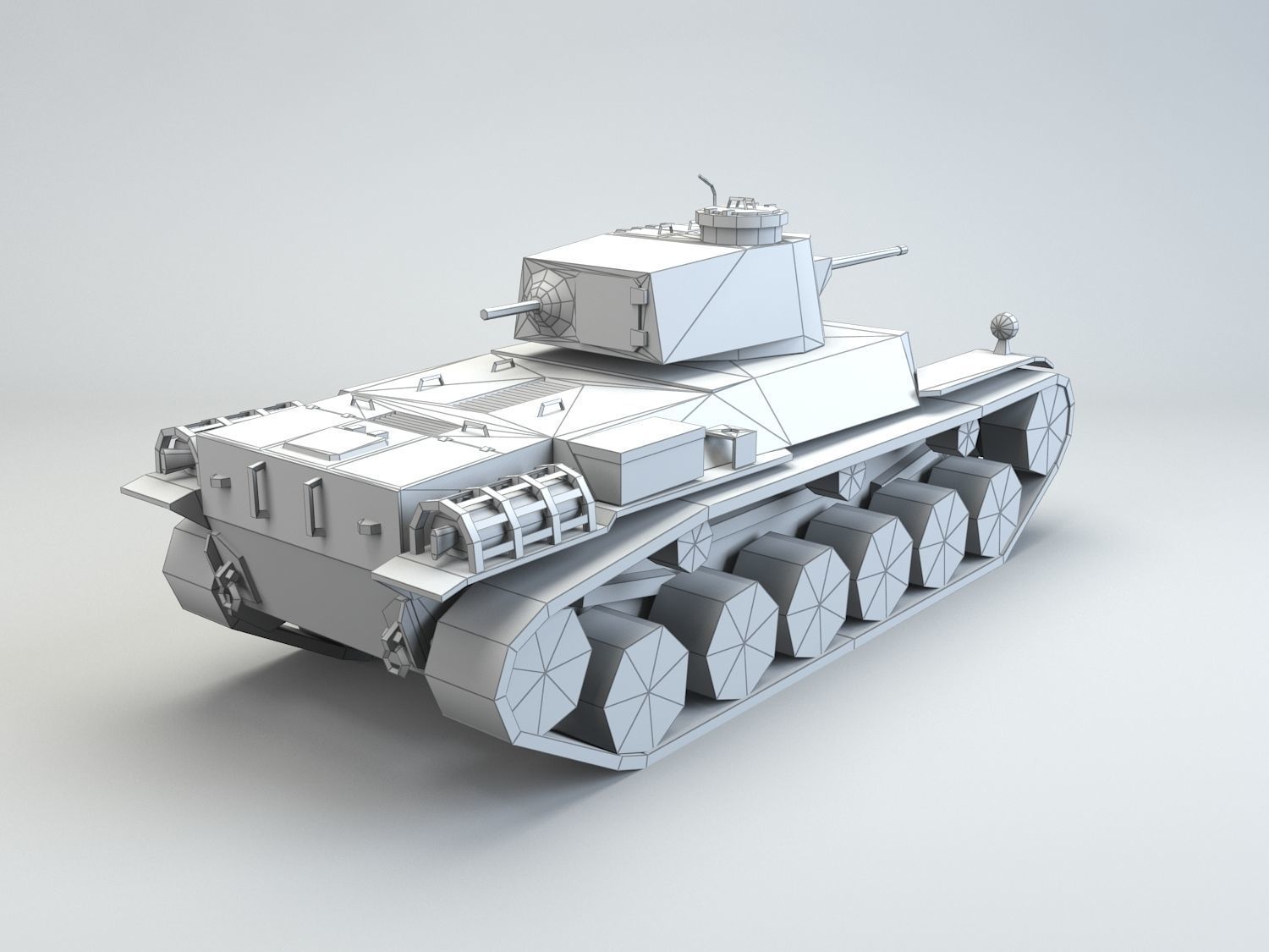 Low Poly Type 1 Chi He medium tank Low-poly 3D model_9