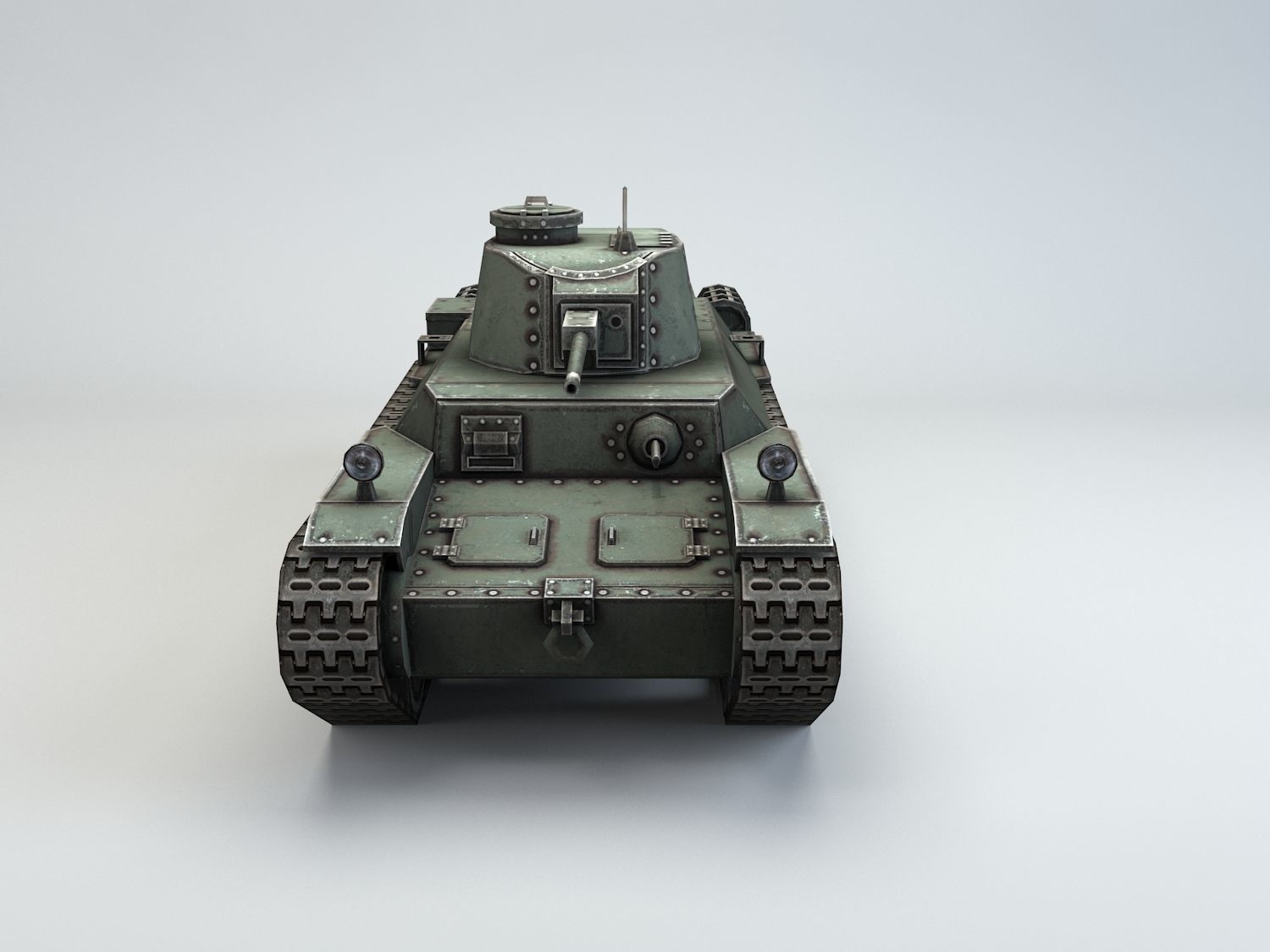 Low Poly Type 1 Chi He medium tank Low-poly 3D model_2