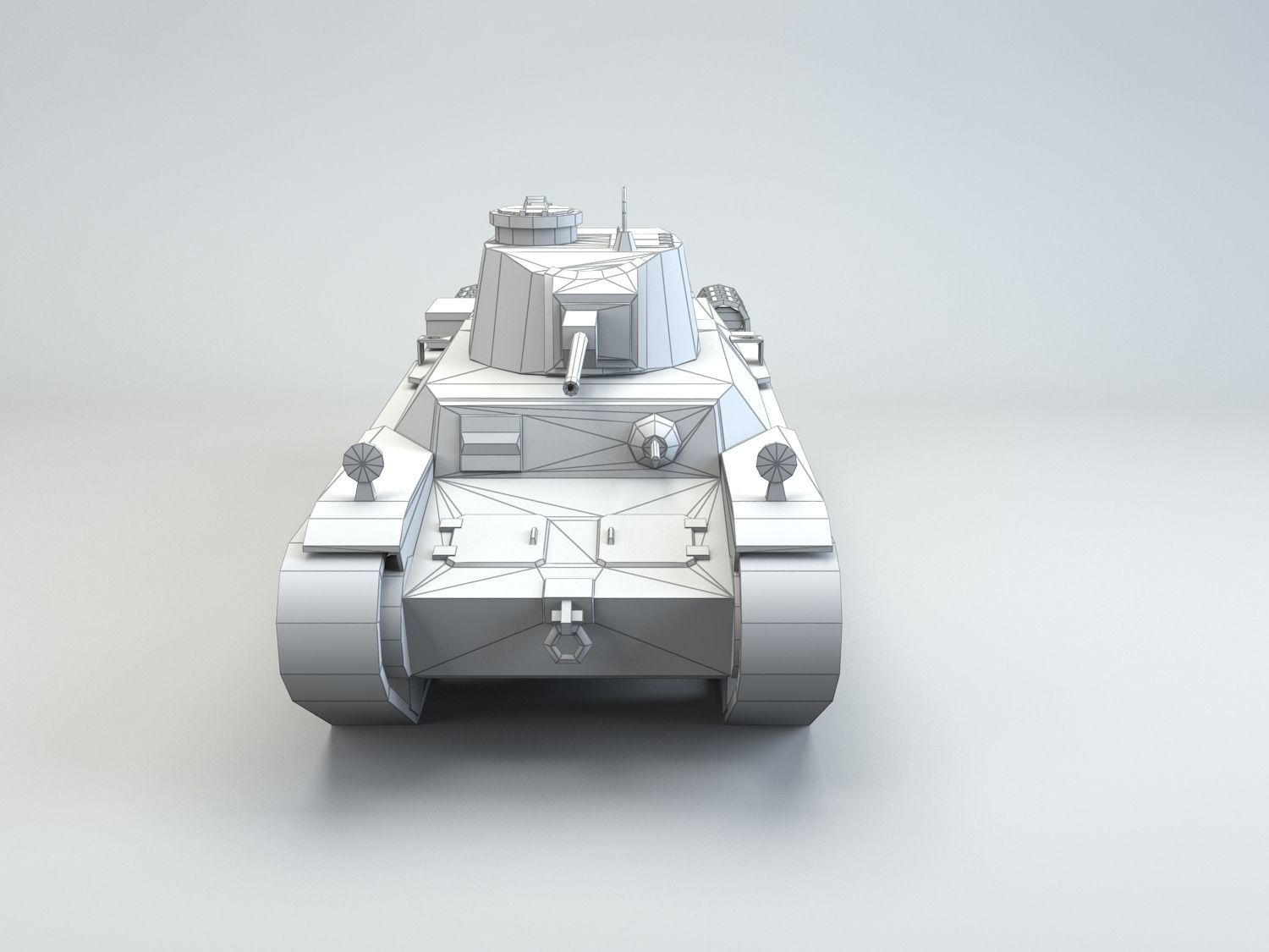 Low Poly Type 1 Chi He medium tank Low-poly 3D model_3