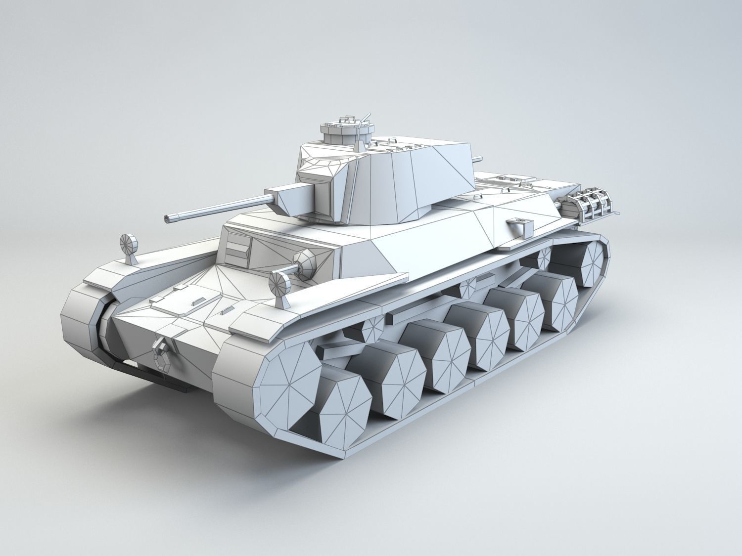 Low Poly Type 1 Chi He medium tank Low-poly 3D model_7