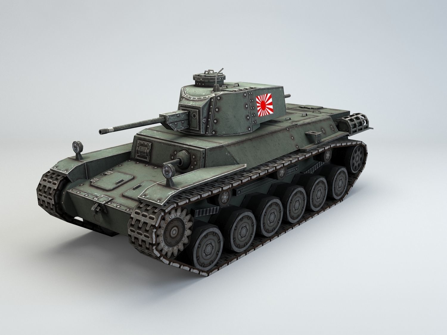 Low Poly Type 1 Chi He medium tank Low-poly 3D model_6