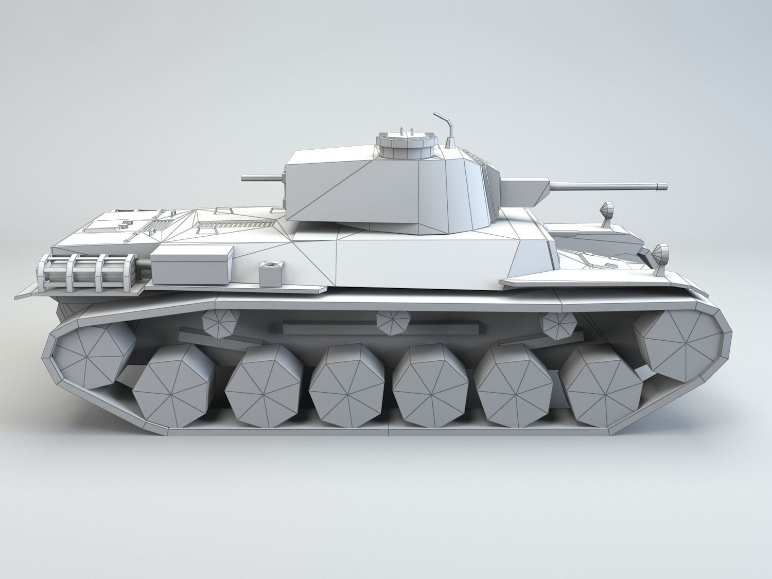 Low Poly Type 1 Chi He medium tank Low-poly 3D model_5