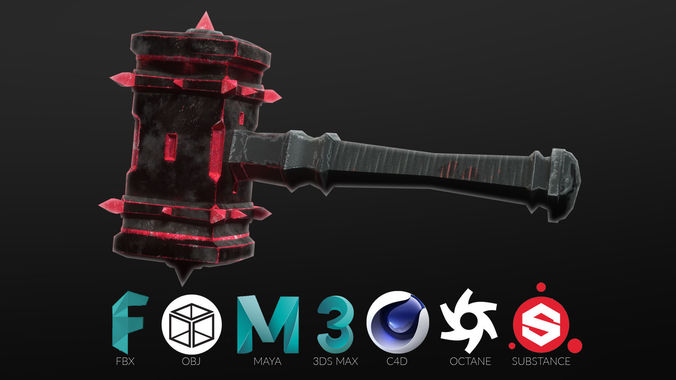 Fantasy Hammer Free low-poly 3D model