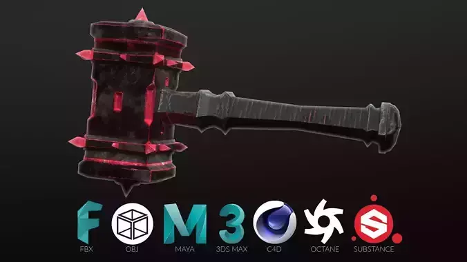 Fantasy Hammer Free low-poly 3D model