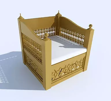 Arabic Sofa Low-poly 3D model_0