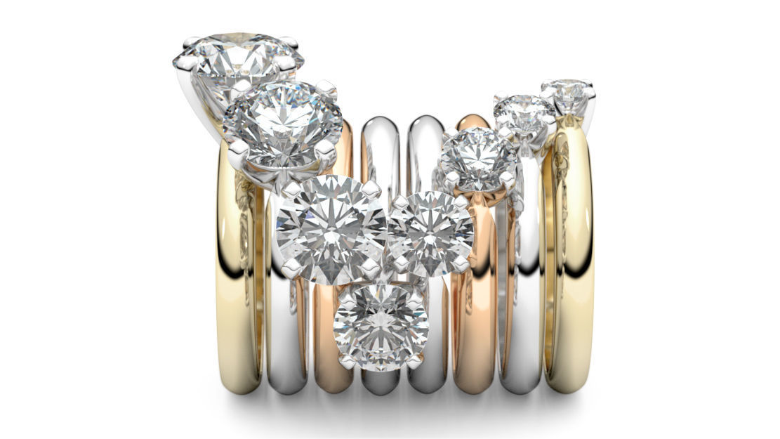 Set from Eight Solitaire Ring 3D print model_1
