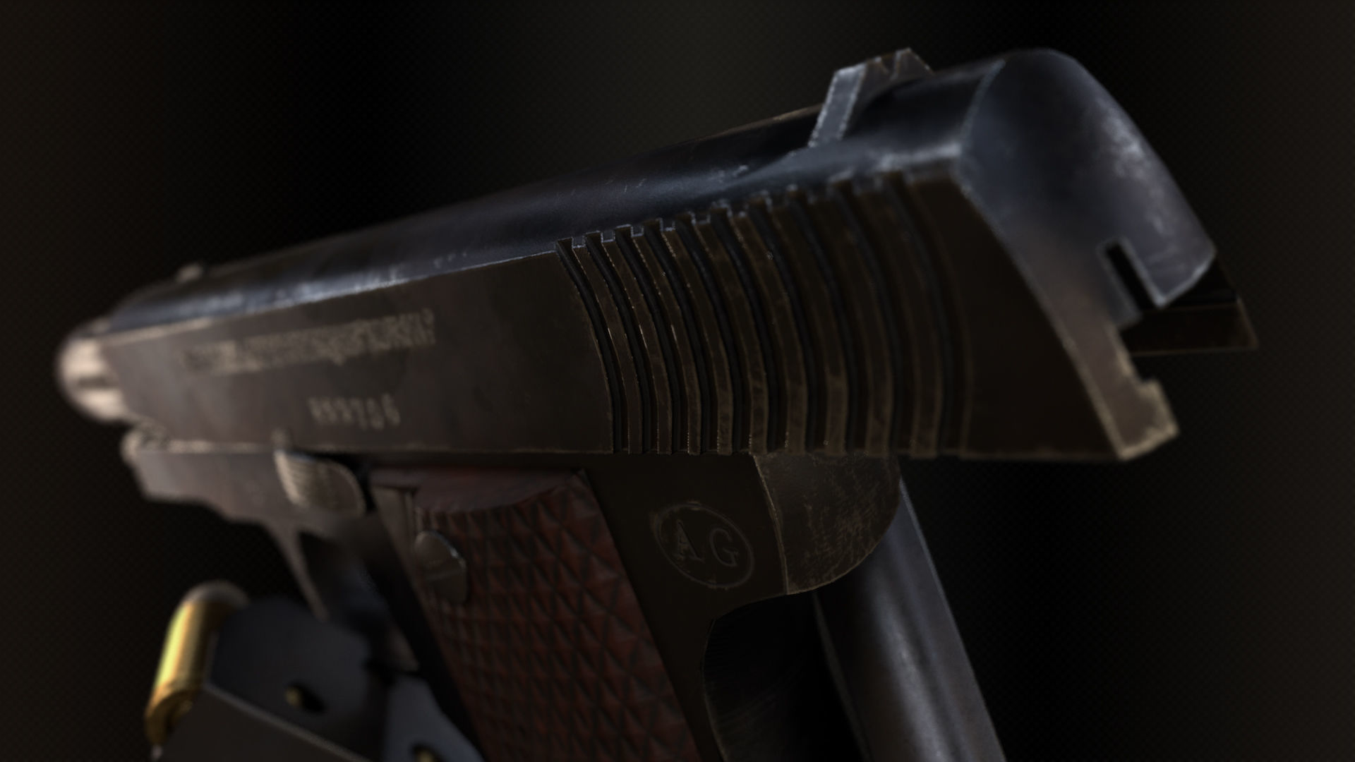 French Ruby Pistol Low-poly 3D model_1