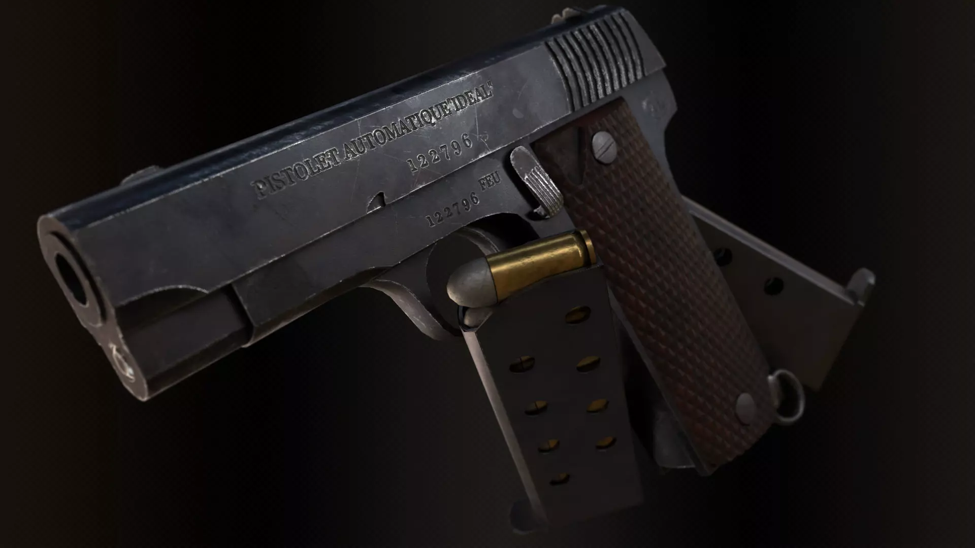 French Ruby Pistol Low-poly 3D model_0