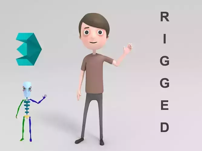Cartoon Man Rigged 3D model