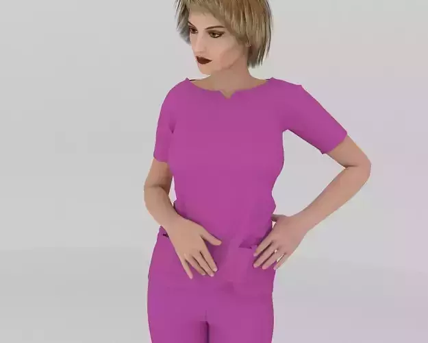 Hospital Uniform Scrub Female 3D model