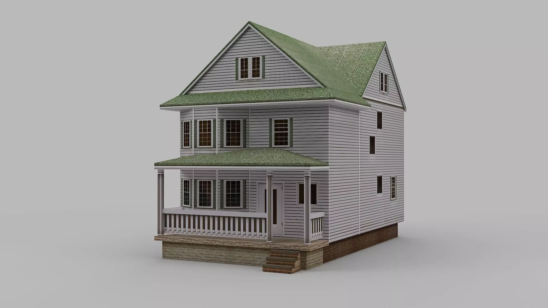 Modern House Low-poly 3D model_0