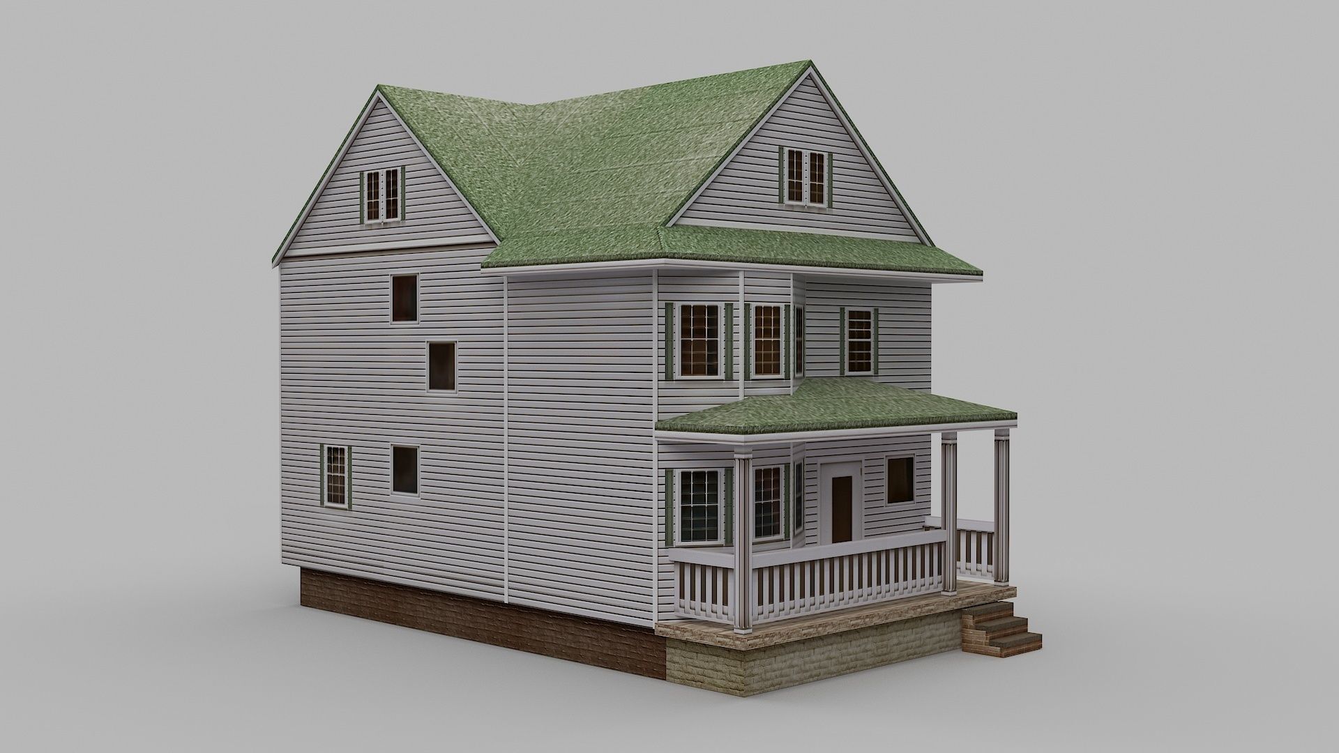 Modern House Low-poly 3D model_4