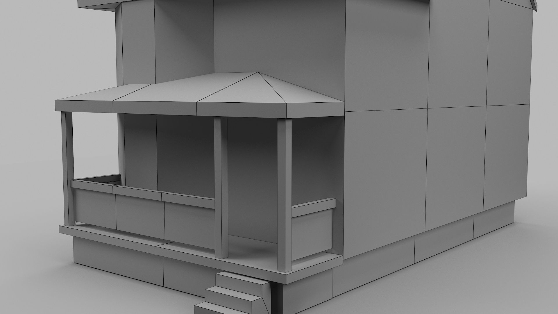 Modern House Low-poly 3D model_9