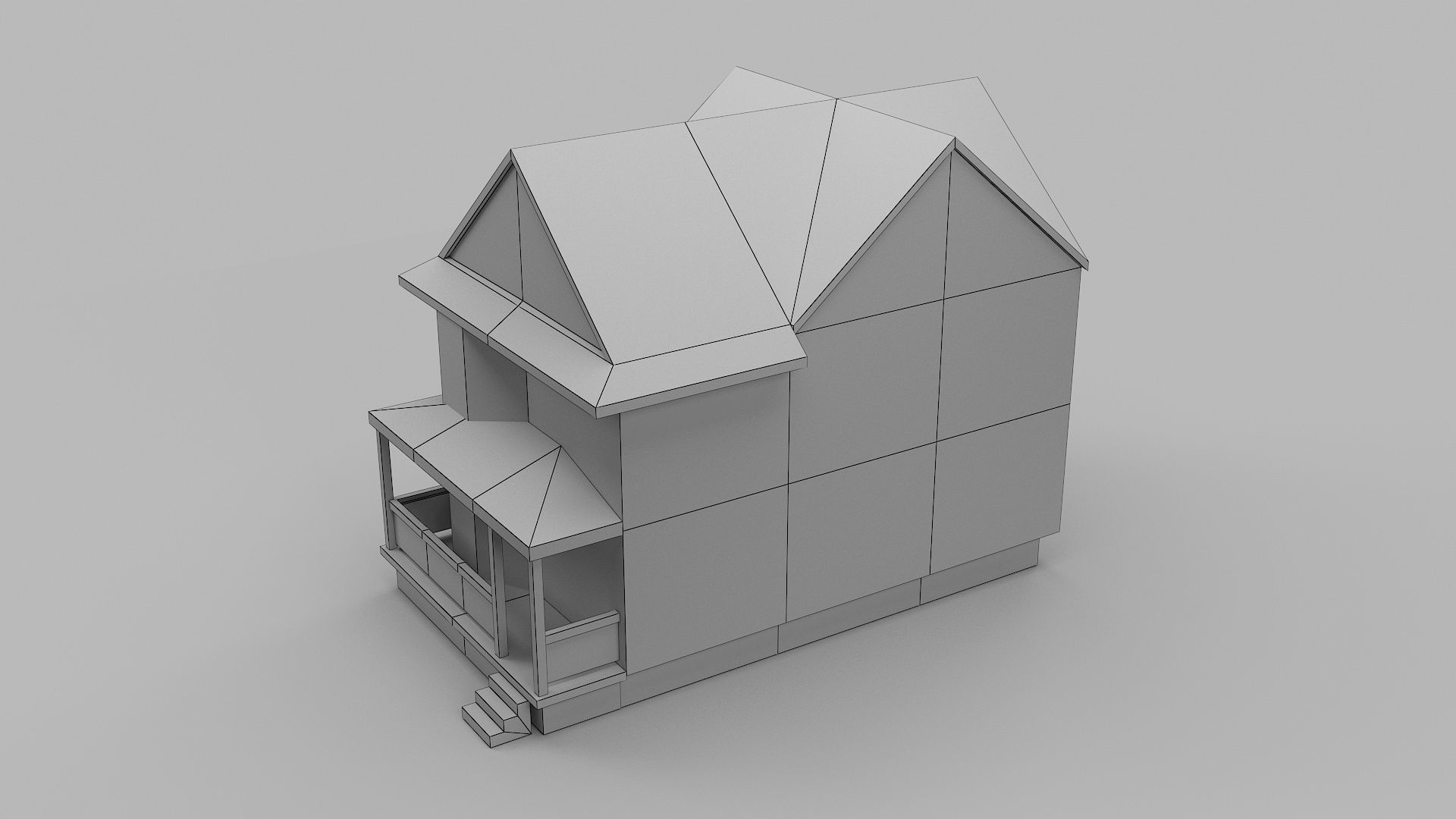 Modern House Low-poly 3D model_7