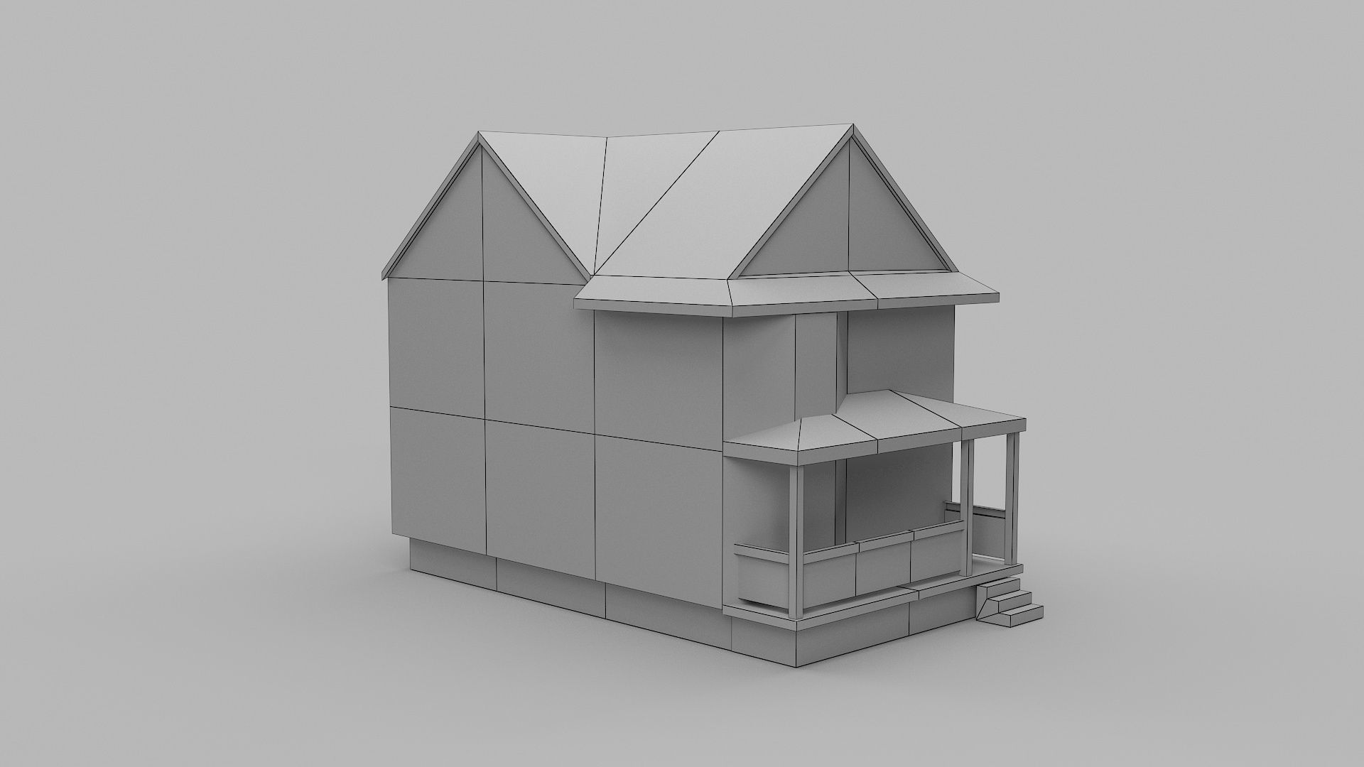 Modern House Low-poly 3D model_6