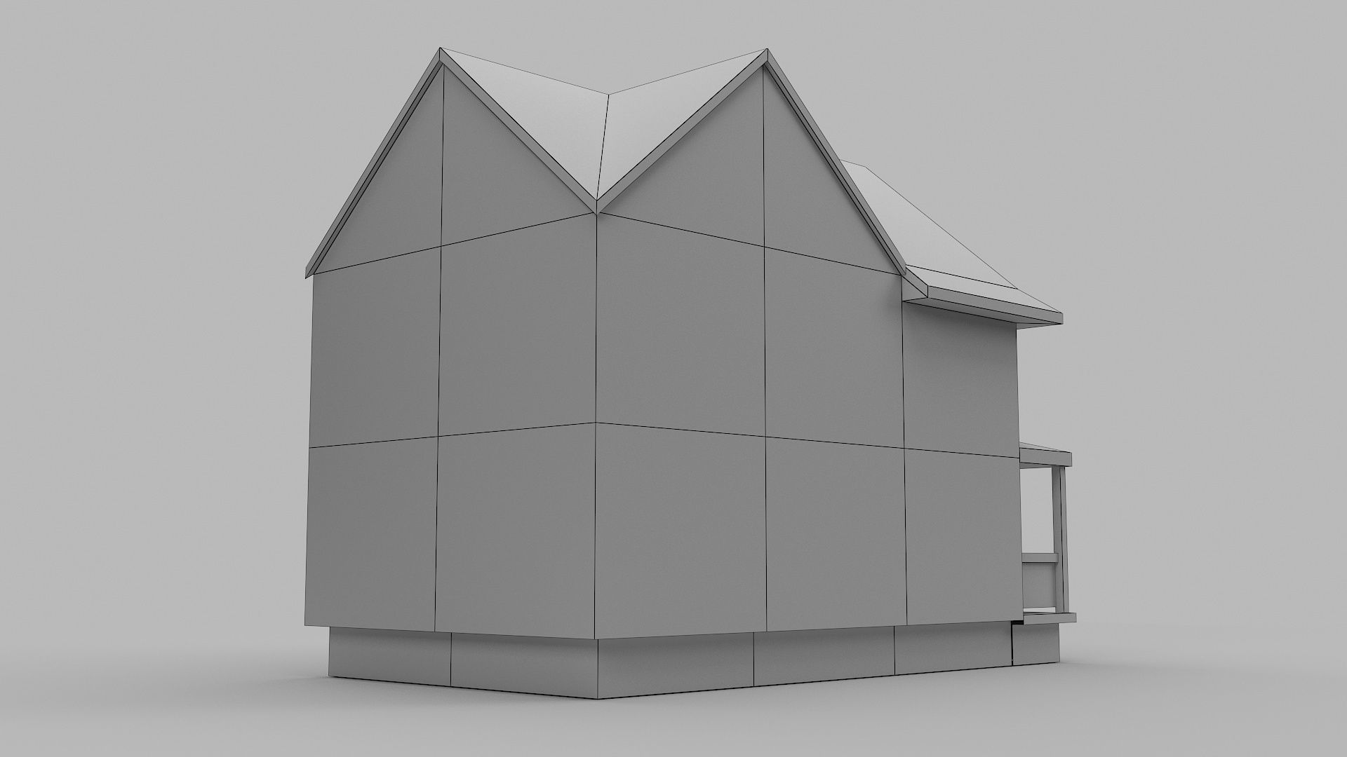 Modern House Low-poly 3D model_8
