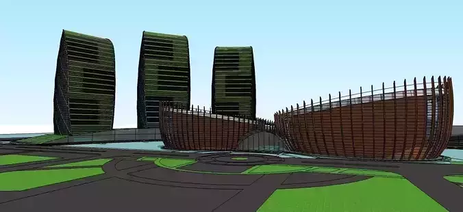 iconic buildings layout  Low-poly 3D model