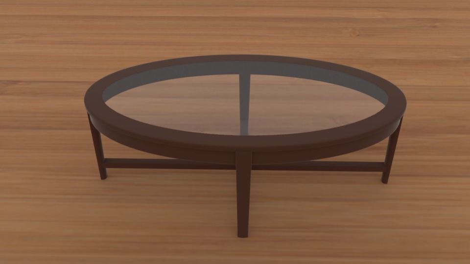 Modern Glass Coffee Table Low-poly 3D model_2