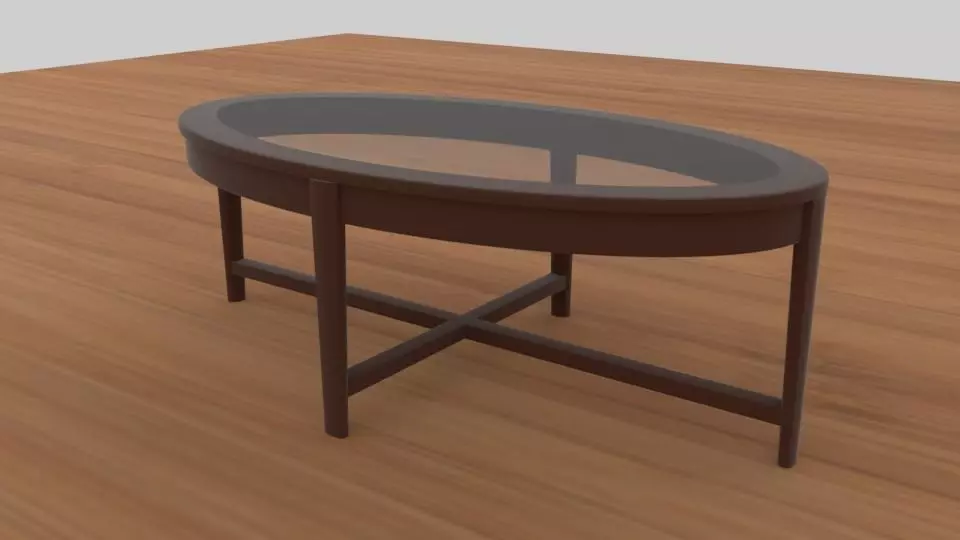Modern Glass Coffee Table Low-poly 3D model_0