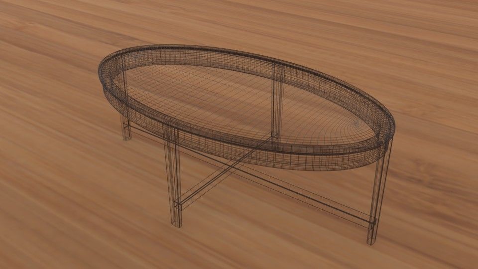 Modern Glass Coffee Table Low-poly 3D model_6