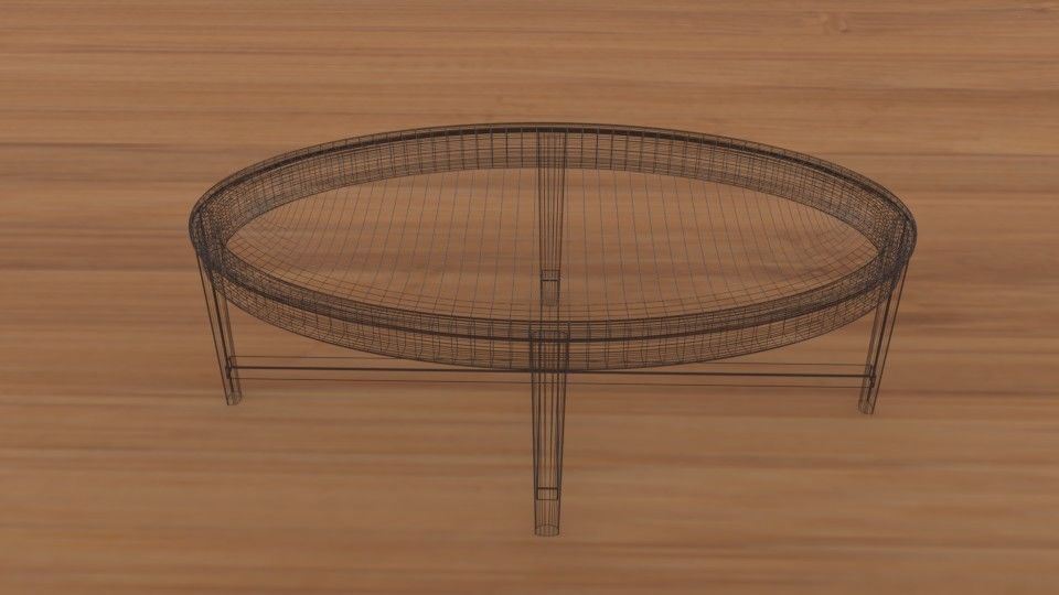 Modern Glass Coffee Table Low-poly 3D model_7