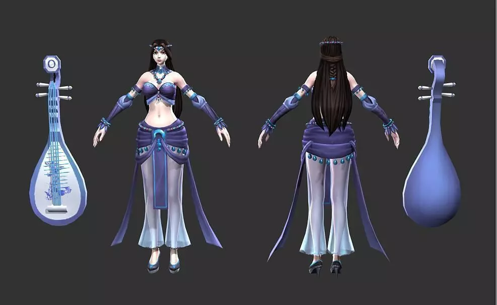 Pipa woman AlMe Low-poly 3D model