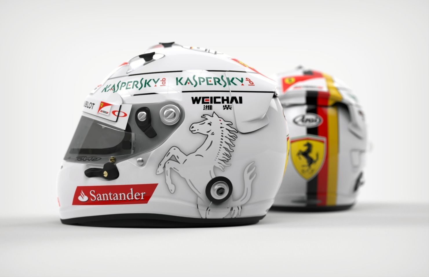 Sebastian Vettel 2015 style Racing helmet 3D model_1