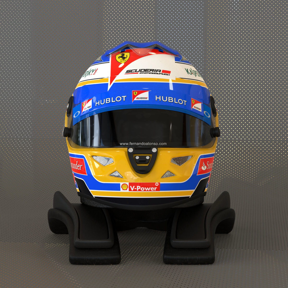 Fernando Alonso 2014 style Racing helmet 3D model_1