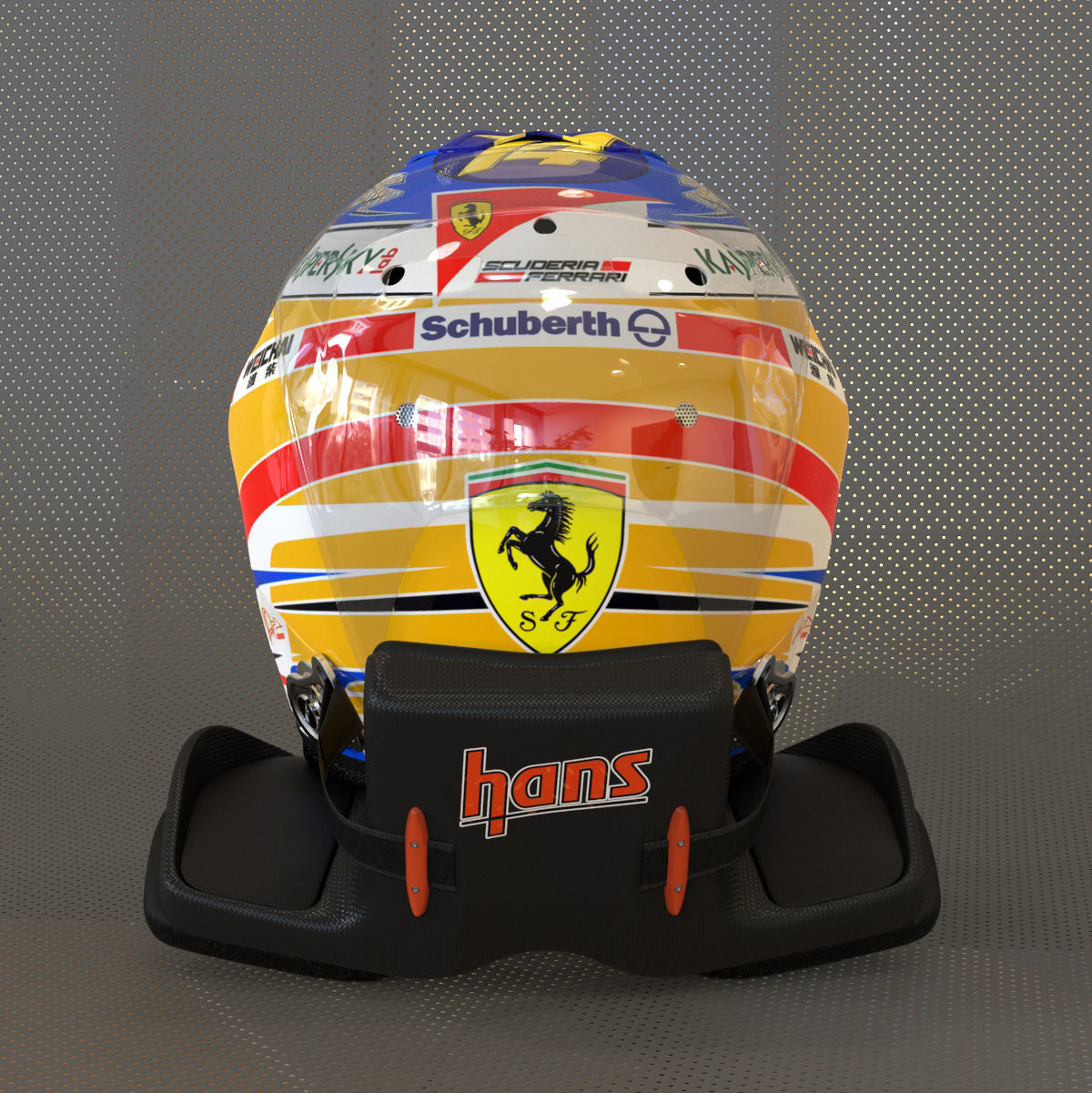 Fernando Alonso 2014 style Racing helmet 3D model_3