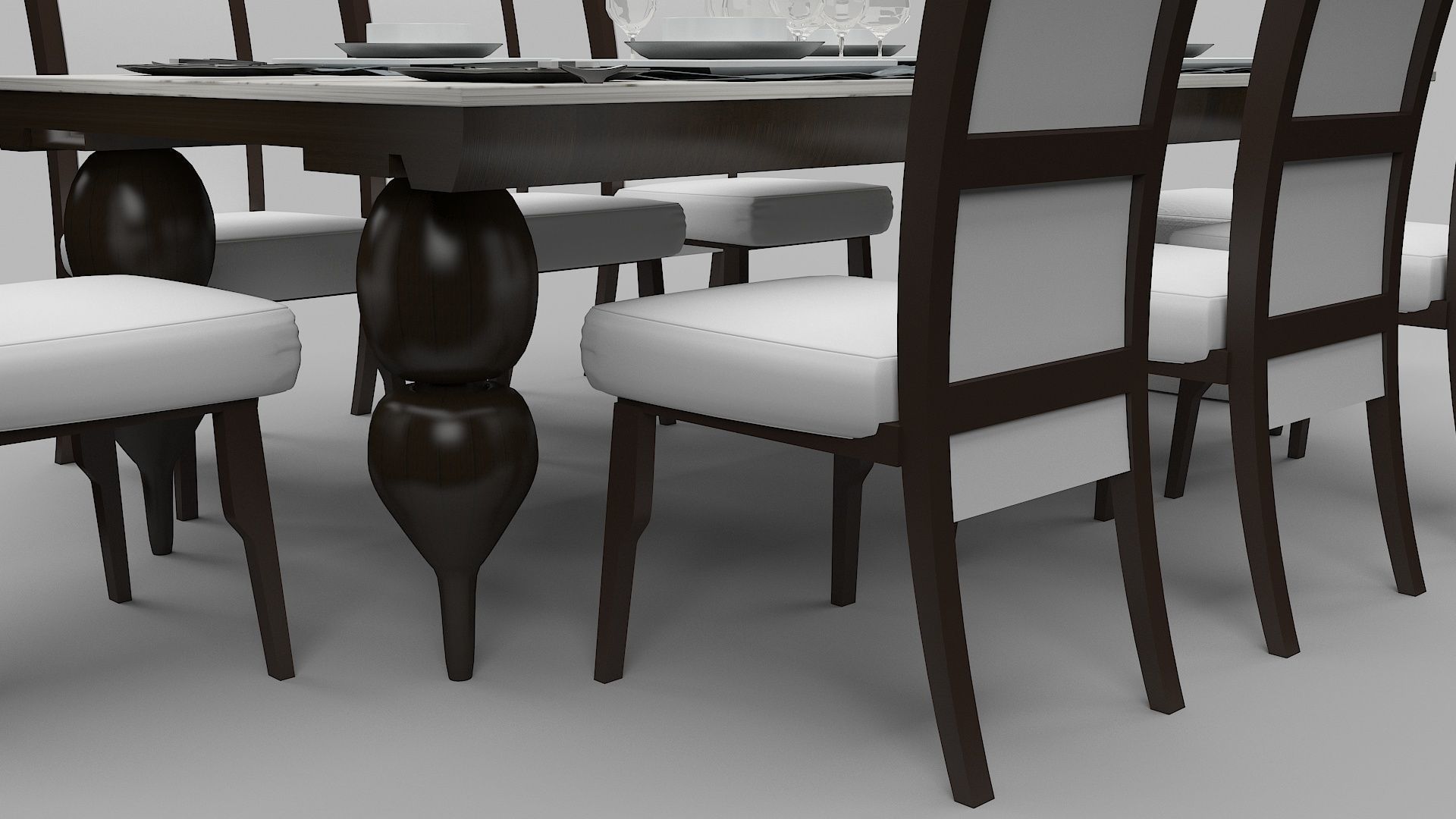 Dinning Table Set 3D model_4