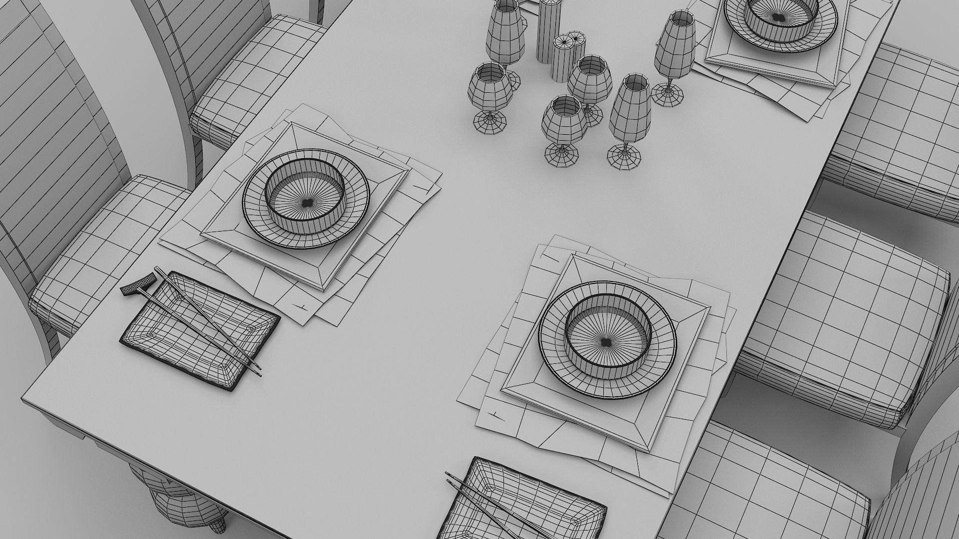 Dinning Table Set 3D model_7