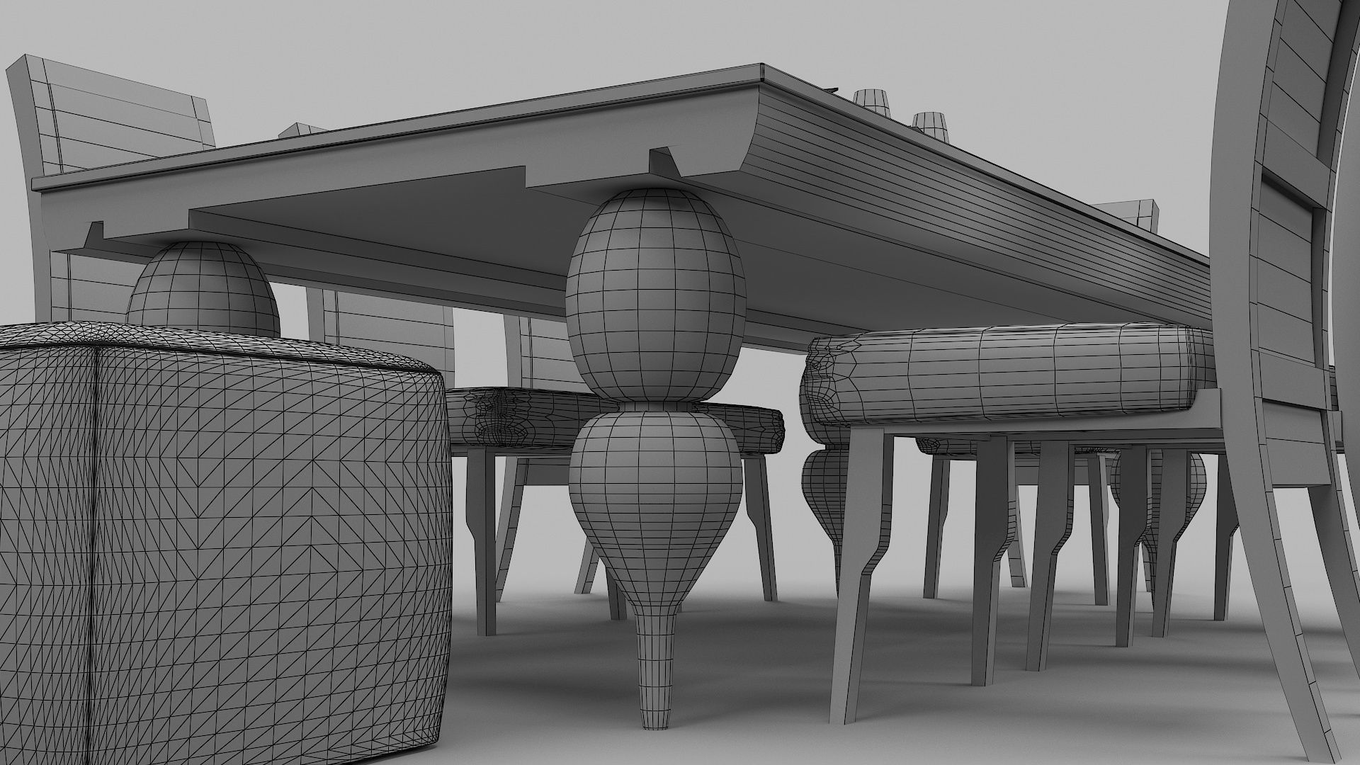 Dinning Table Set 3D model_5