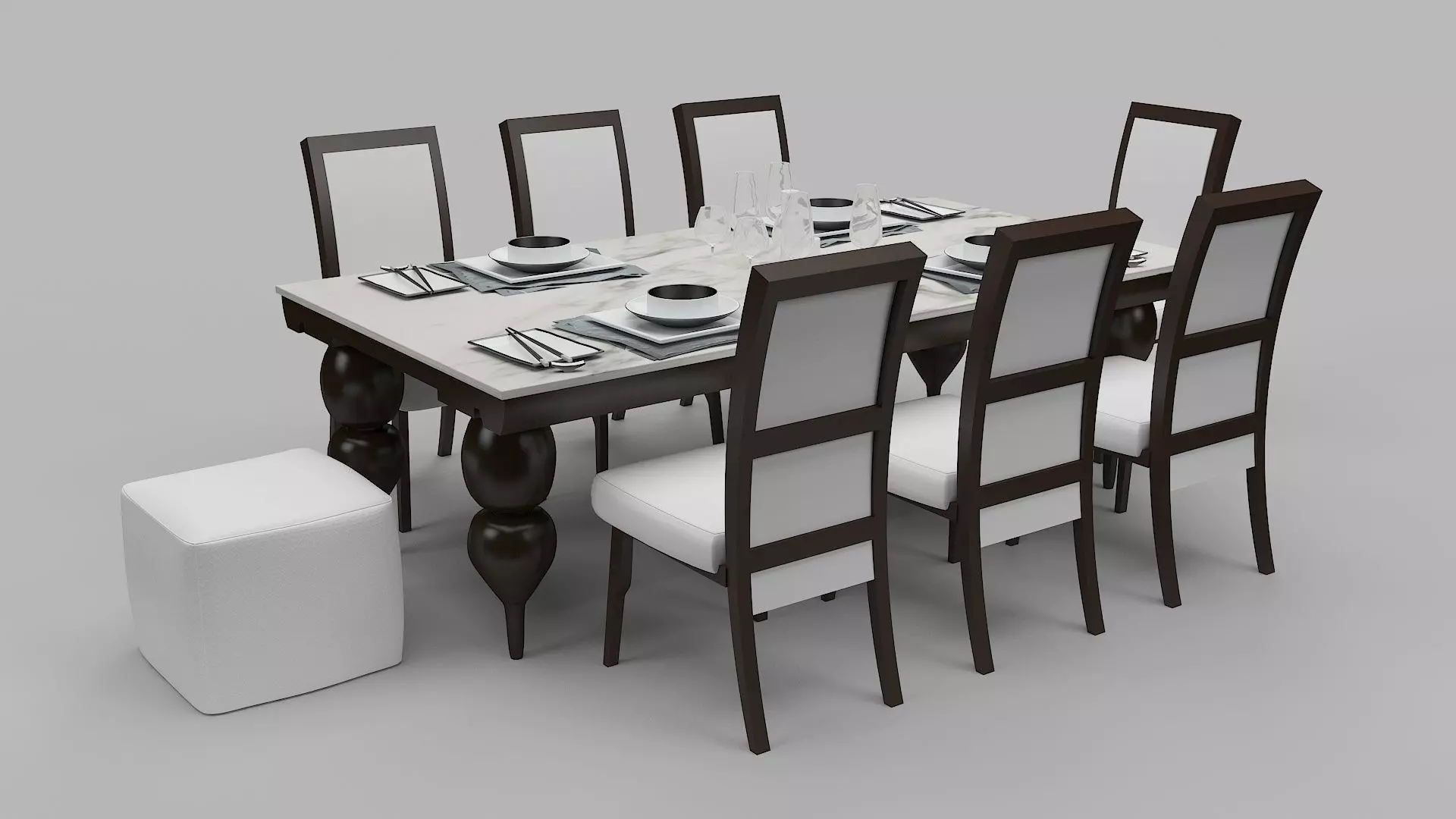 Dinning Table Set 3D model_0