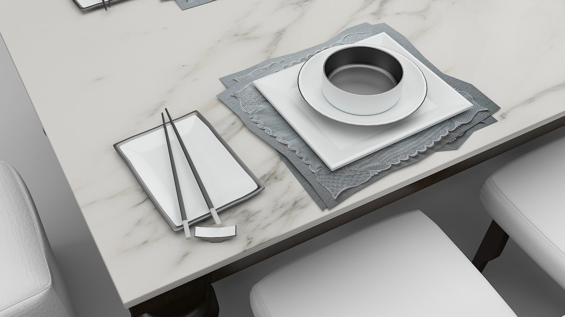 Dinning Table Set 3D model_3