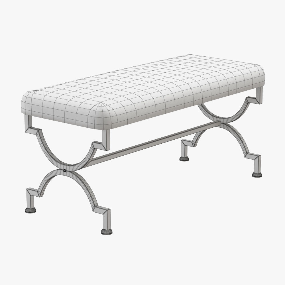 Bernice Wood Entryway Bench 3D model_4