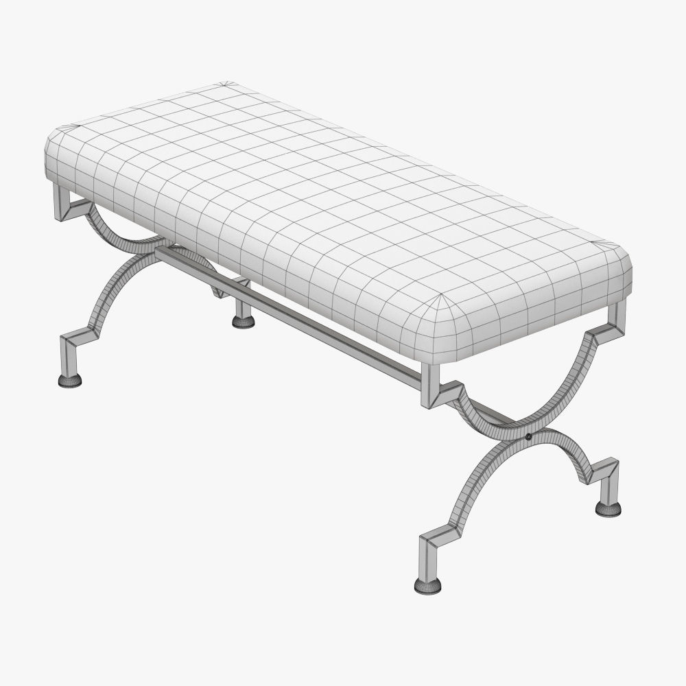 Bernice Wood Entryway Bench 3D model_5