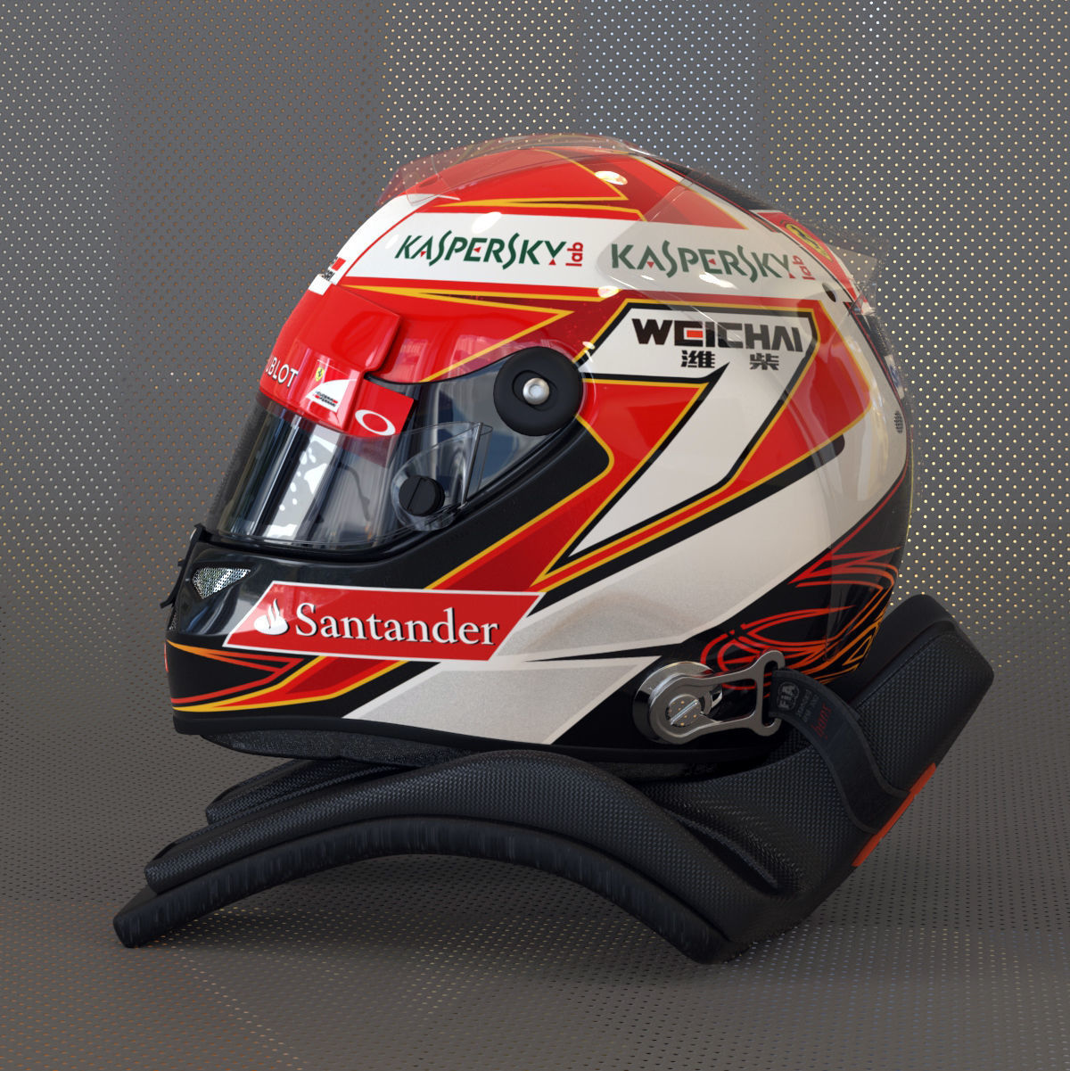 Kimi Raikkonen 2014 style Racing helmet 3D model_2