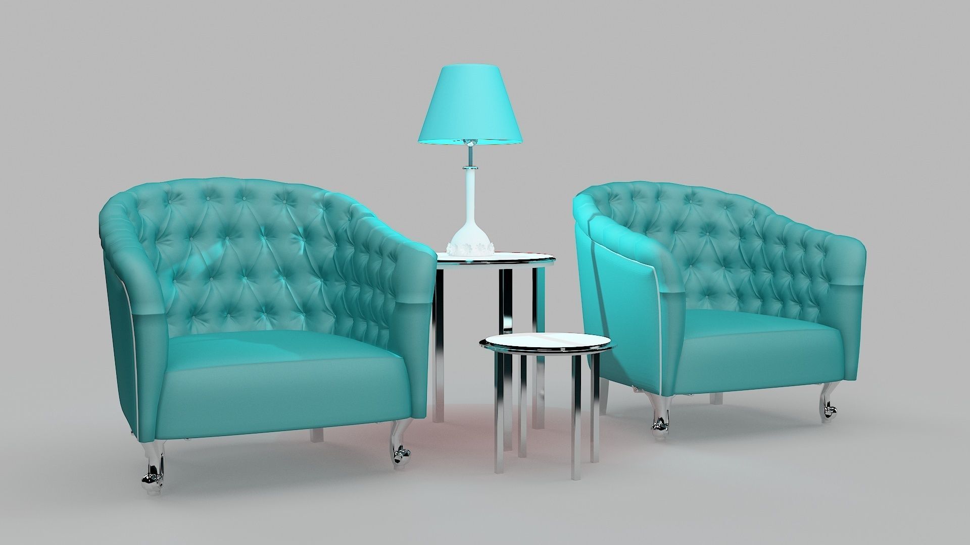 Chairs and lamp